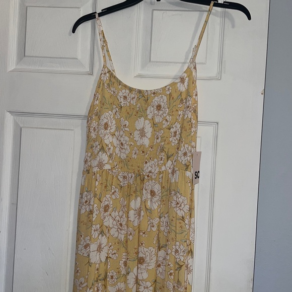 SO Yellow White Floral Smocked Bodice Tiered Maxi Sun Dress NWT - Picture 5 of 14